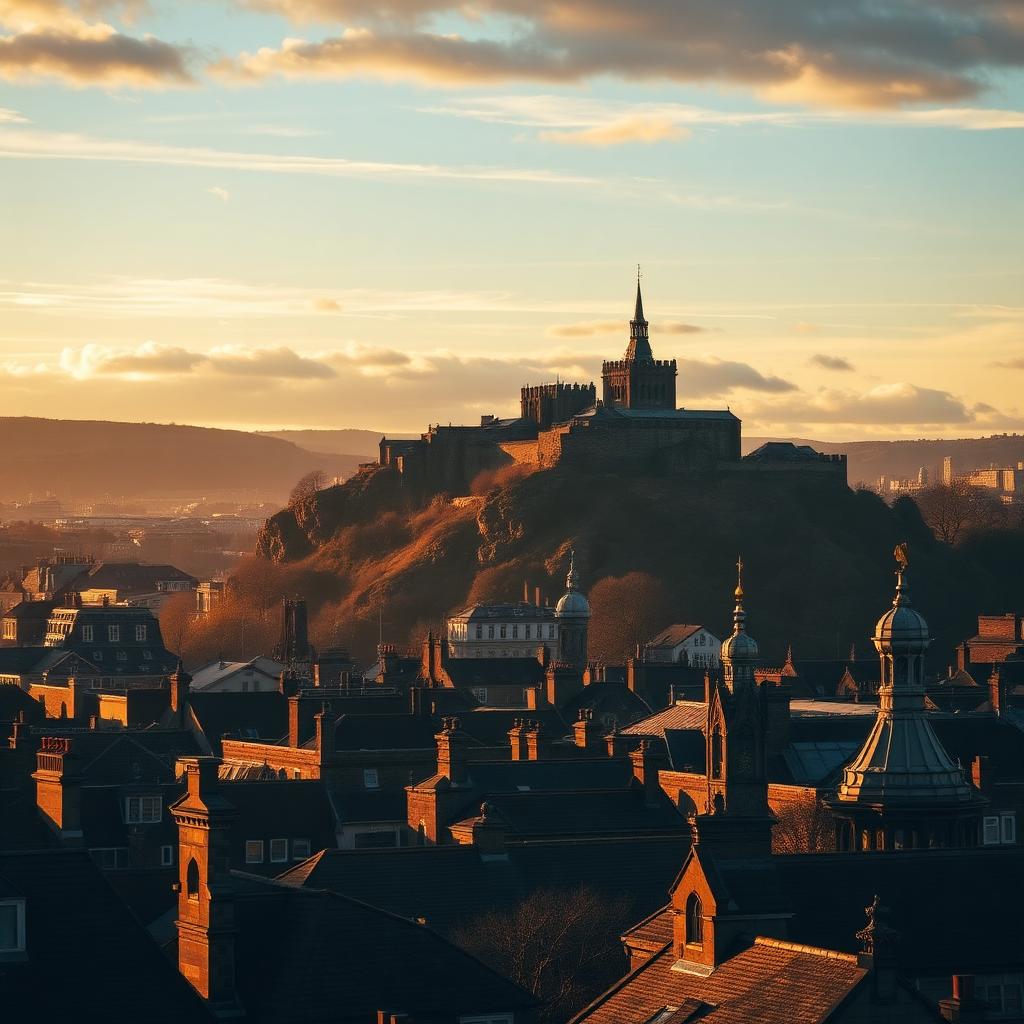 Edinburgh Castle above the Old Town rooftops — Electrust service area